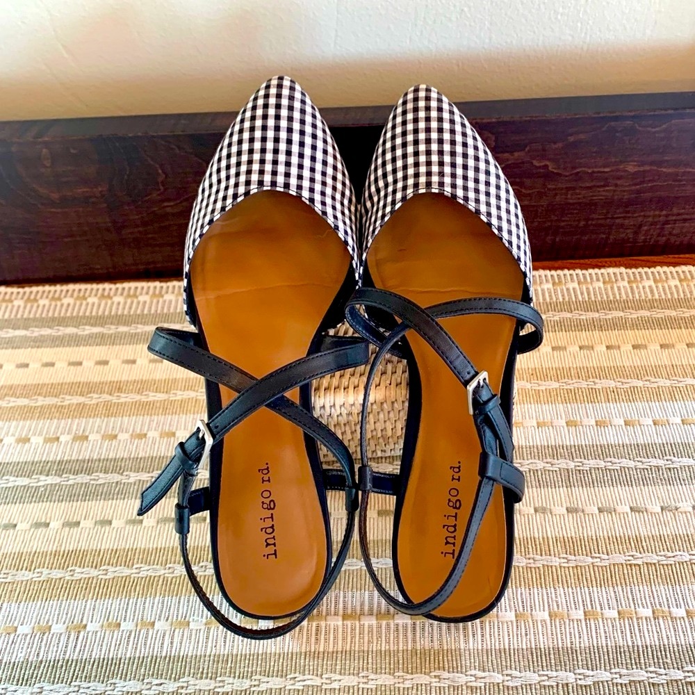 🎉HP‼️💥Indigo Rd Black & White Gingham flats - Size 7.5✨✨✨ - Picture 2 of 12